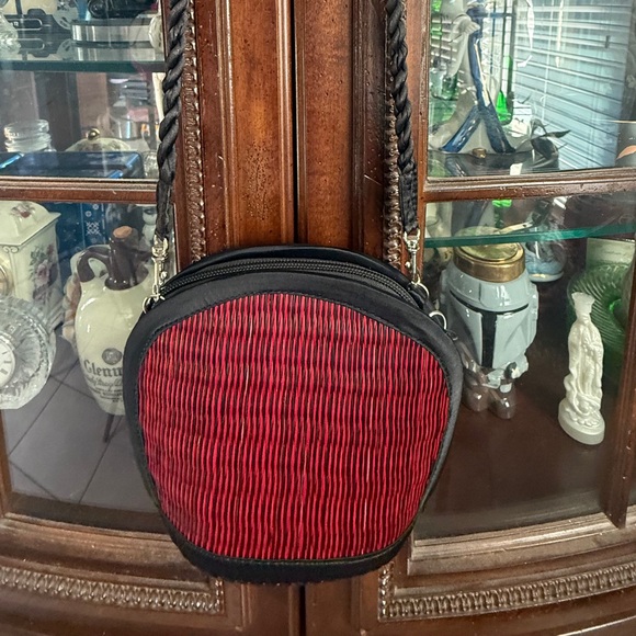 Fair Trade / Baskets of Cambodia Handbags - Elegant Red and Black Mini Bag